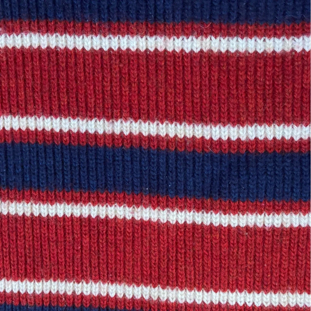 Abercrombie & Fitch Red and Navy Striped Winter Scarf Y2K Wool Blend